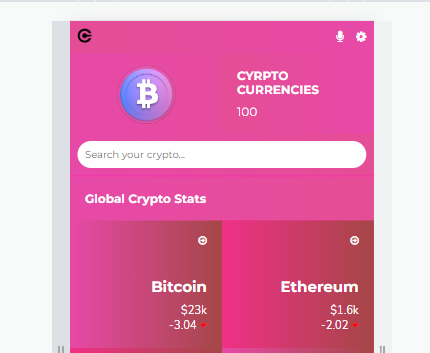 Crypto Stats Dashboard - (Mobile)
